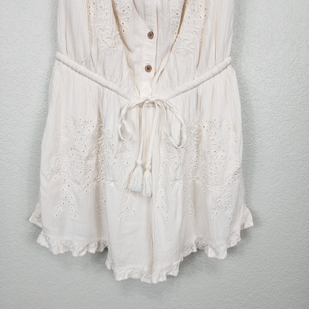 American Eagle Outfitters Cream Bohemian Gauze Romper Size M - Picture 3 of 14